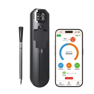 Good price Termómetro de comida de barbacoa de carga rápida e impermeable Termómetro de carne digital inalámbrico para cocinar con alarma de control APP en línea