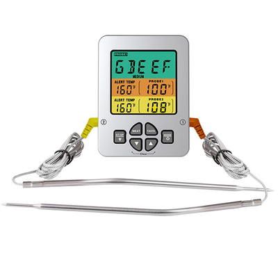 Good price Los altos temporeros duales ASAN A LA PARILLA la punta de prueba multi 304 LCD de acero inoxidable del termómetro de carne en línea